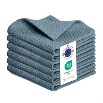 Afbeelding van Blumtal® Theedoeken 30x30 cm Set van 10 katoen 100% Keukendoeken wasbaar op 60 C Keuken handdoeken Keukendroogdoeken Wafeldoeken Vaatdoeken Blauw