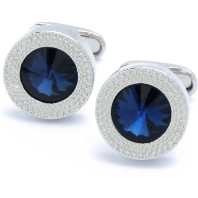Afbeelding van Manchetknopen Blauw Kristal Rond