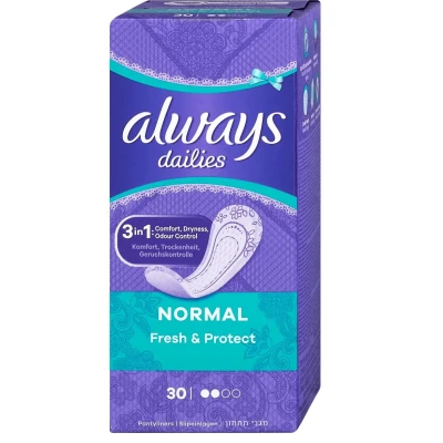 Afbeelding van 15x Always Dailies Inlegkruisjes Normaal Fresh &amp; Protect 30 stuks