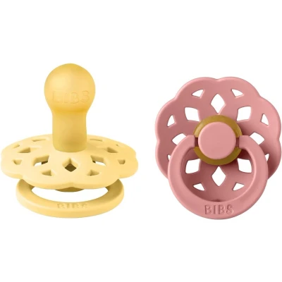 Afbeelding van BiBS Boheme Pacifier Stage 1 Fopspeen 2 stuks Pale Butter / Dusty Pink