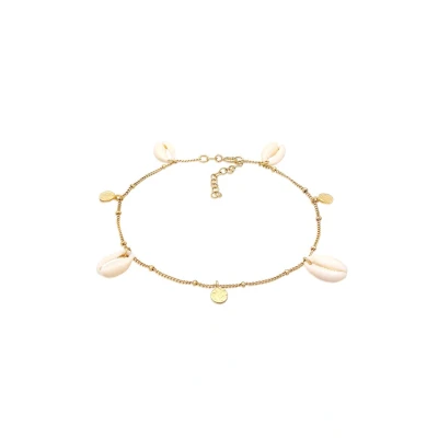 Afbeelding van Elli Cowrie Shell Enkelbandjes goldcoloured, Dames, Maat: 22, Gold coloured