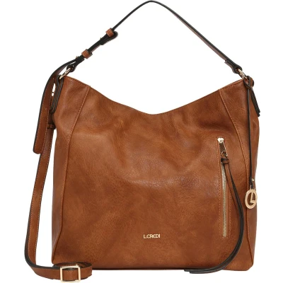 Afbeelding van L.CREDI Schoudertas Jana Hobo Cognac Lichtbruin