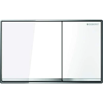 Afbeelding van Geberit omega60 bedieningsplaat df metaal 18 4x11 4cm frontbediend glas wit 115081si1 115 081 si 1