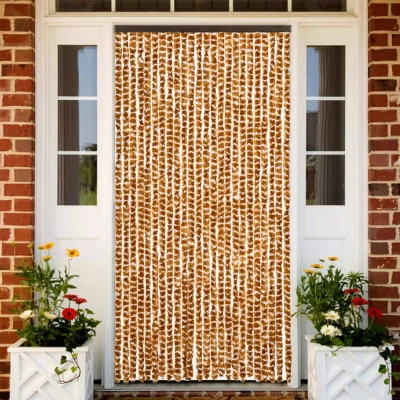 Afbeelding van Vliegengordijn 100x230 cm chenille okerkleurig en wit