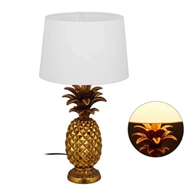 Afbeelding van Relaxdays tafellamp ananas goud nachtlamp decoratie schemerlamp lamp