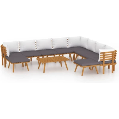 Afbeelding van vidaXL 11 delige Loungeset met kussens massief acaciahout