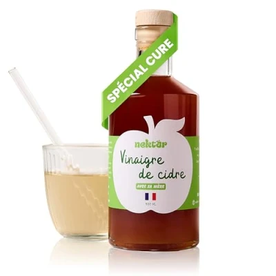 Afbeelding van Nektar Appelciderazijn Niet gepasteuriseerd, ongefilterd, met moeder Biologisch Speciaal ontwikkeld voor kuren 500 ml Handgemaakt in Normandië