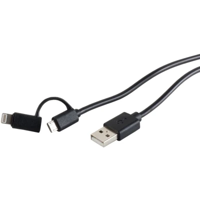 Afbeelding van Shiverpeaks USB Oplaad Sycn kabel 2in1 zwart 1,0m (1 m, 2.0),