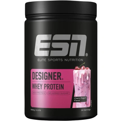Afbeelding van ESN Designer Whey Protein Poeder, Cherry Yogurt, 908 g, 30 Porties, Poeder voor Spieropbouw en Herstel, Gemaakt in Duitsland, Laboratorium Getest
