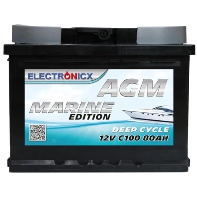 Afbeelding van Electronicx Caravan Edition AGM Deep Cycle Zonne accu, 12 V, 80 Ah