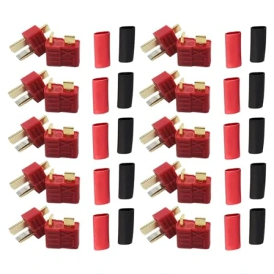 Afbeelding van 10 paar 2 pins XT stekkers Deans T Plug mannelijk en vrouwelijk stekker met krimpkous voor modelbouw RC LiPo batterij