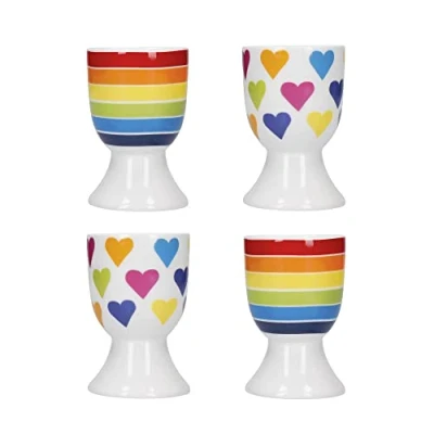 Afbeelding van KitchenCraft 4 delige grappige keramische eierdopjesset