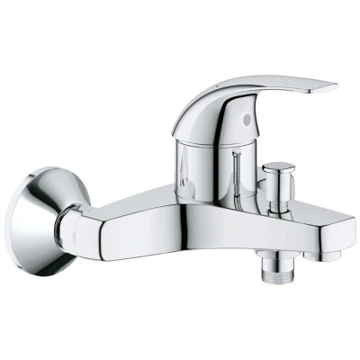 Afbeelding van Grohe start curve badmengkraan wand eengreeps 2 gats omstelinrichting 150 15mm hart 167mm uitloop vast chroom 23768000