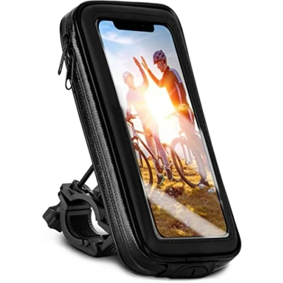 Afbeelding van moex Fietstelefoonhouder compatibel met Realme GT2 Pro, stuurtas kijkvenster, kantel en draaibaar, stuurhouder waterdicht, zwart