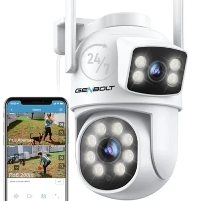 Afbeelding van [Dual Lens] GENBOLT Beveiligingscamera Buiten WIFI, CCTV Bewakingscamera 2.4&amp;5GHz, IP Camera Security, Kleur Nachtzicht, Automatisch Volgen en Menselijke Detectie(DC&amp;PoE)