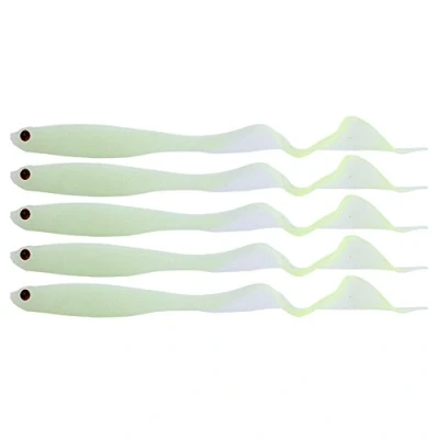 Afbeelding van Alomejor 5 Stks 13 cm Zacht Vissen Lokken Kunstmatige Paddle Staart Visgerei Aas Jig Hoofd Haak Wormen Swimbait (Luminous)