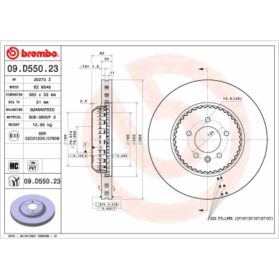 Afbeelding van Brembo Remschijven 09.D550.23