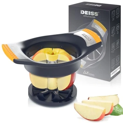 Afbeelding van Deiss LUX Appelsnijder en Ontklotser met Snijbasis, Roestvrijstalen 8 Schijven, Vaatwasmachinebestendige Appelsnijder, Grote Perfect voor Appelschijven &amp; Gesneden Appels