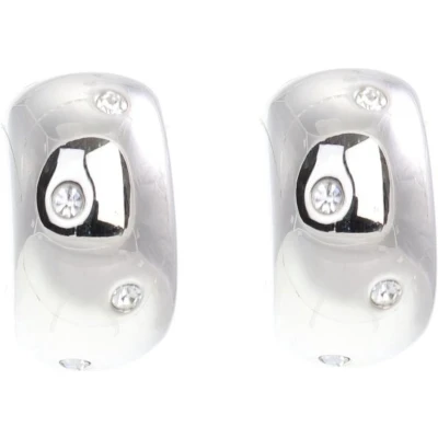 Afbeelding van Behave Oorclips clip oorbellen zilver kleur steentjes 2 cm