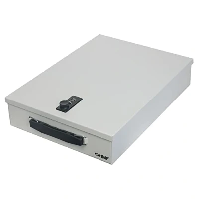Afbeelding van HMF 1413 07 afsluitbare documentencassette met cijferslot, DIN A4, lichtgrijs
