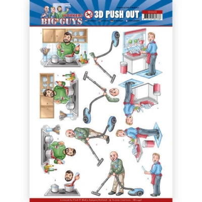 Afbeelding van Big Cleaning Workers Guys 3D Push Out Sheet by Yvonne Creations