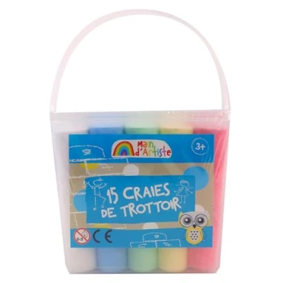 Afbeelding van MAINS D&#039;ARTISTE 15 XXL Krijtjes Creatieve Hobby 035601 Tekenen Multicolor Kinder Speelgoed Creativiteit Stoep Knutselactiviteiten Buitenspel Afwasbaar Vanaf 3 jaar