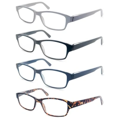 Afbeelding van HEEYYOK Leesbril Heren Grote Rechthoekige Lezers Bril +1.00 Voor Mannen met Hoofden Stevig Frame Comfortabele &amp; Brede Fit 4 Pack
