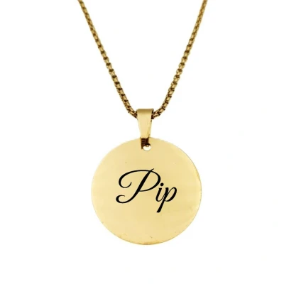 Afbeelding van Ketting RVS Met Naam Gravering Pip Goud Rond