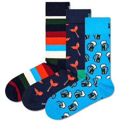 Afbeelding van Happy Socks Wurst AND BEER GIFT Unisex 3 PACK Sokken, Maat: 41 46, Navy