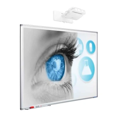 Afbeelding van Projectiebord emailstaal mat wit (16:9), softline profiel 8mm voor pen