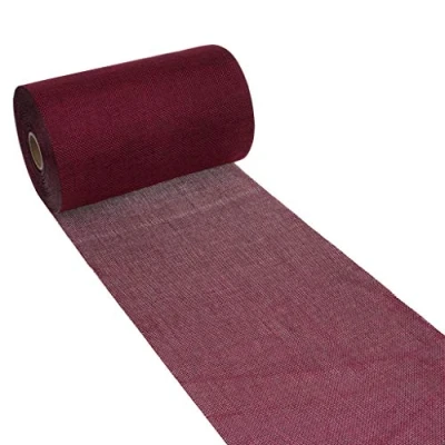 Afbeelding van Deco AS Shabby Chic tafelloper in linnenlook, polyester, geurloos, bordeaux, 20 cm x 5 m, 25