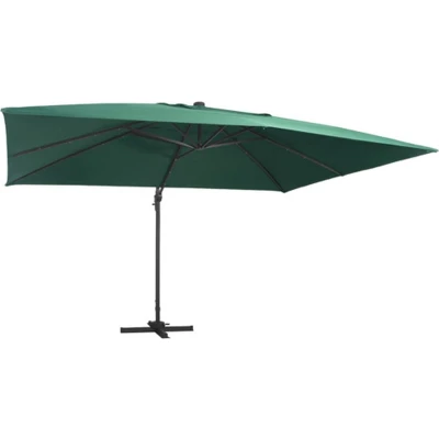 Afbeelding van Zweefparasol met LED verlichting en paal 400x300 cm groen