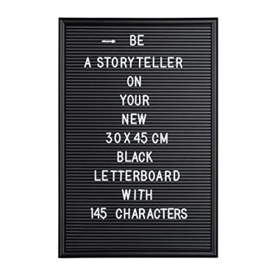 Afbeelding van Relaxdays letterbord, met 145 letters, cijfers, speciale tekens om te duwen, 45 x 30 cm, ophangen, van kunststof, zwart