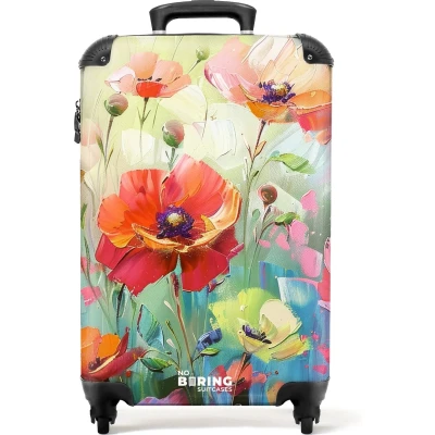 Afbeelding van NoBoringSuitcases.com® Handbagage koffer lichtgewicht Reiskoffer trolley Abstracte bloemen Rolkoffer met wieltjes Past binnen 55x40x20 en 55x35x25