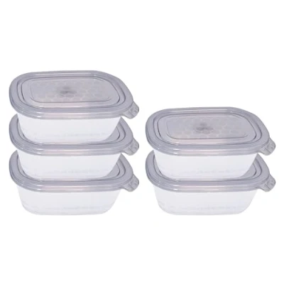 Afbeelding van Neez Set van voedselopslagcontainers (5 containers met 5 sluitdeksels) Magnetron en vriezerbestendig Lekvrije keuken Voorraadcontainers (Kunststof, 500 ml) (5ps Box GrayLids)