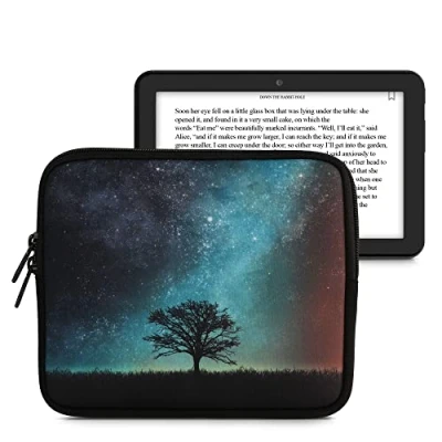 Afbeelding van kwmobile Universele Cover voor eReader Neopreen hoesje Sterrenstelsel en Boom blauw/grijs/zwart