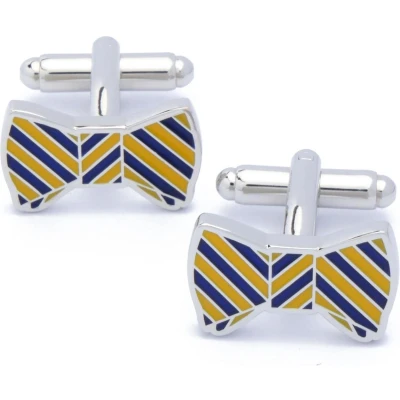 Afbeelding van Manchetknopen Strikje Bowtie Geel met Blauw