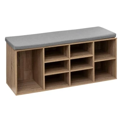 Afbeelding van 5Five Schoenen opbergbank met kussen 105x34x49cm 8 paar Bruin