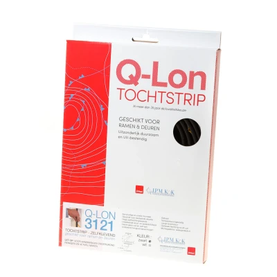 Afbeelding van QLON Tochtstrip QL3121 15mm Verfbestendig Zelfklevend Zwart Doos a 7mtr