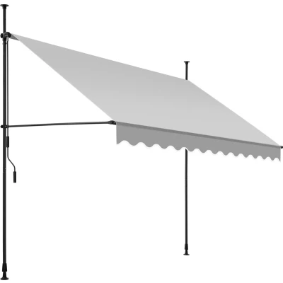 Afbeelding van tectake klemluifel Zonnescherm Zonneluifel Verstelbaar Klem zonwering Balkon 300 x 180 cm lichtgrijs 404963