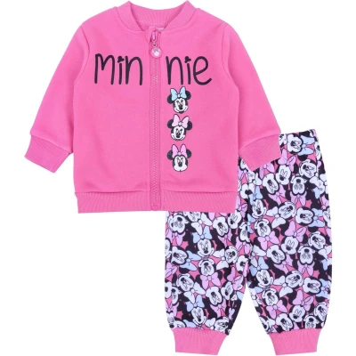 Afbeelding van Roze tweedelig meisjes trainingspak met rits Minnie Mouse DISNEY