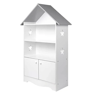 Afbeelding van WOLTU KR006 Boekenplank voor kinderen speelgoedplank met afsluitbare deur,Opbergplank Wit
