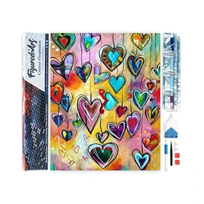 Afbeelding van Figured&#039;Art Diamond Painting set Volwassenen 40x50 cm Harten 5D DIY Art full drill vierkante diamant Opgerold canvas