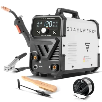 Afbeelding van STAHLWERK Mini FLUX 120 ST lasser met gevulde draad synergische draadaanvoer voor 0,6 0,8 0,9 1,0 mm lasdraad, compacte inverter echte ampère lassen zonder beschermgas