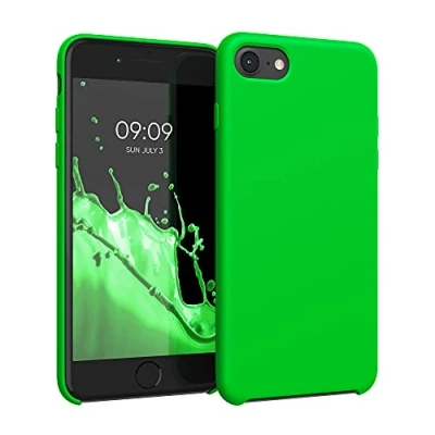 Afbeelding van kwmobile telefoonhoesje geschikt voor Apple iPhone SE (2022) / (2020) 8 7 Hoesje met siliconen coating Smartphone case in neon groen