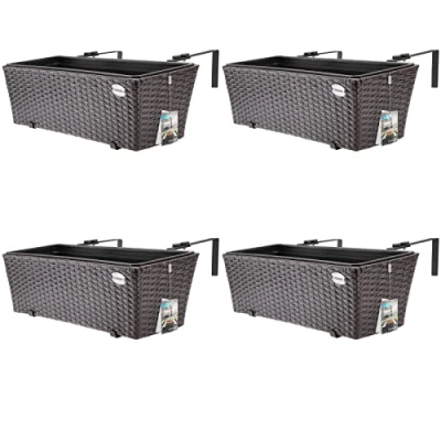 Afbeelding van Casaria Polyrattan Balkon Plantenbak 4 Stuks a 11 Liter Bruin