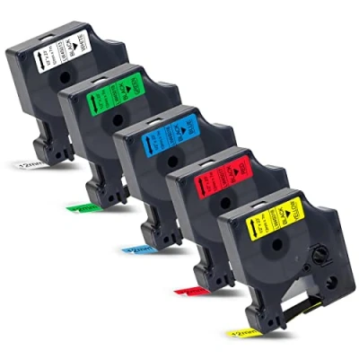 Afbeelding van 5 x Labelwell 0,47 12 mm 7 m compatibele tape vervanging voor Dymo D1 45013 45016 45017 45018 45019 LabelManager 160 210D 360D 280 420P 500TS Labelpoint 350 250 150 liter. 00 Labelwriter