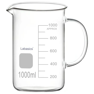 Afbeelding van Labasics Glas Maatbeker, G3.3 Borosilicaatglas van Laboratoriumkwaliteit, Transparante Maatbeker met Maatverdeling, Handvat en Tuit, 1000 ml