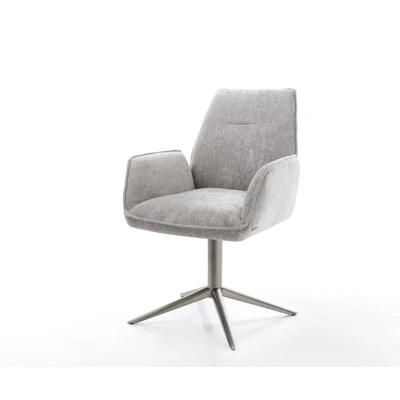 Afbeelding van DELIFE Draaistoel Zoa Flex chenille zilver grijs kruispoot grafiet 360 draaibaar rocker functie pocketveer kern