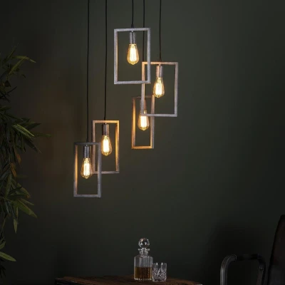 Afbeelding van AnLi Style Hanglamp 5L framed getrapt